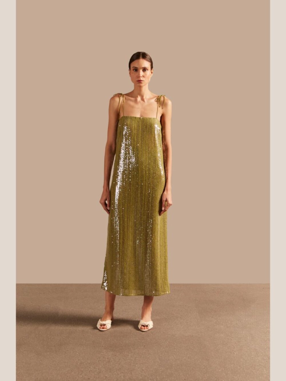 Adriana Degreas Solid Sequins Midi Dress NWT size M